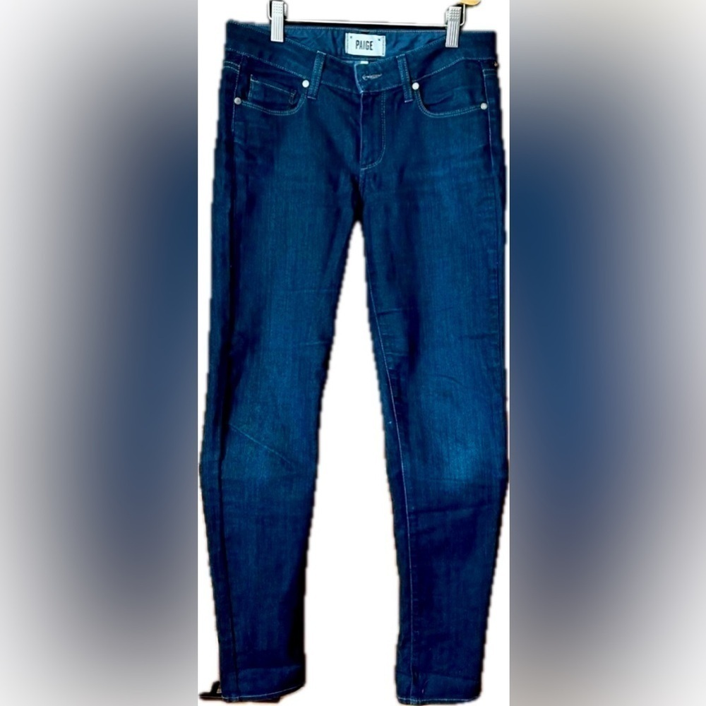 PAIGE jeans, size 27, dark wash slim cut straight hem designer premium EUC